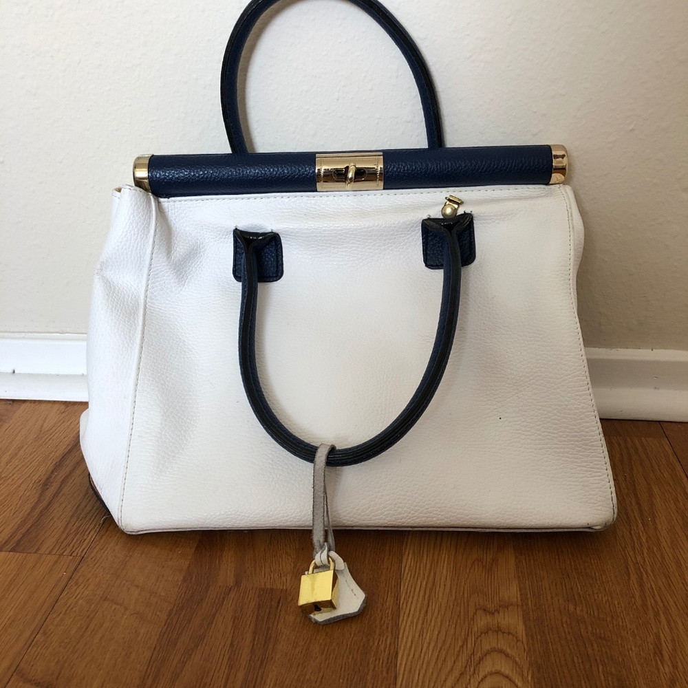 Real Italian Leather White Purse